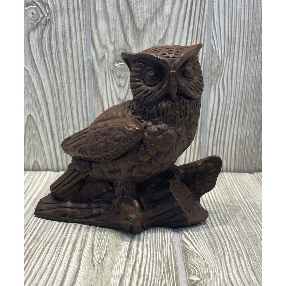 Owl Sculpture Figurine Handcrafted From RED MILL MFG USA 4 1/2" Tall